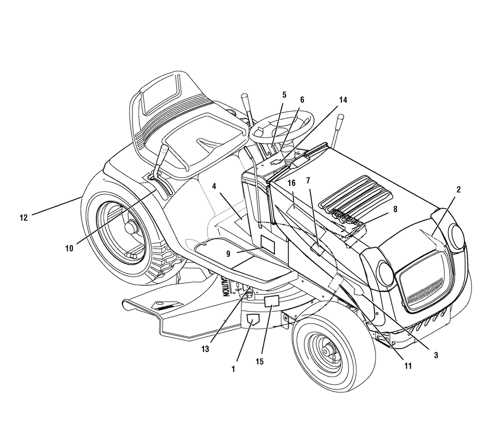 Decals Diagram and Parts List for 385002X50C 2007 Briggs and Stratton Lawn Tractor